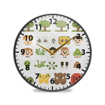 Acrylic Wall and Table Clock Retro Video Game Scene 9.5in Modern Decor with Golden Hands