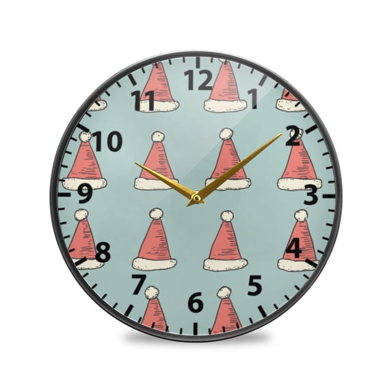 Santa Hat Wall Clock Modern Decor Acrylic Clock Golden Hands 11.9in ...