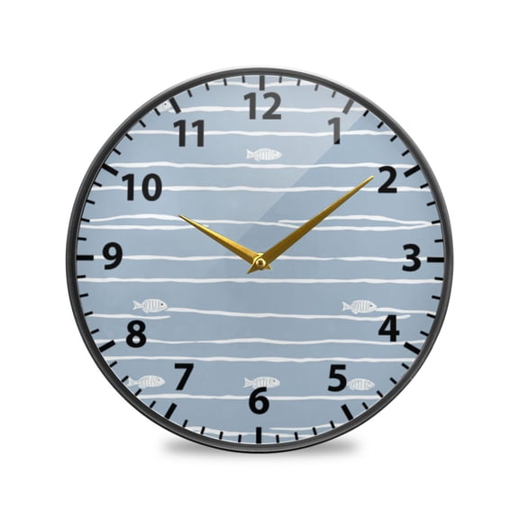 Simple Striped Pattern Wall Clock Modern Decor Acrylic Clock Golden Hands 9.5in