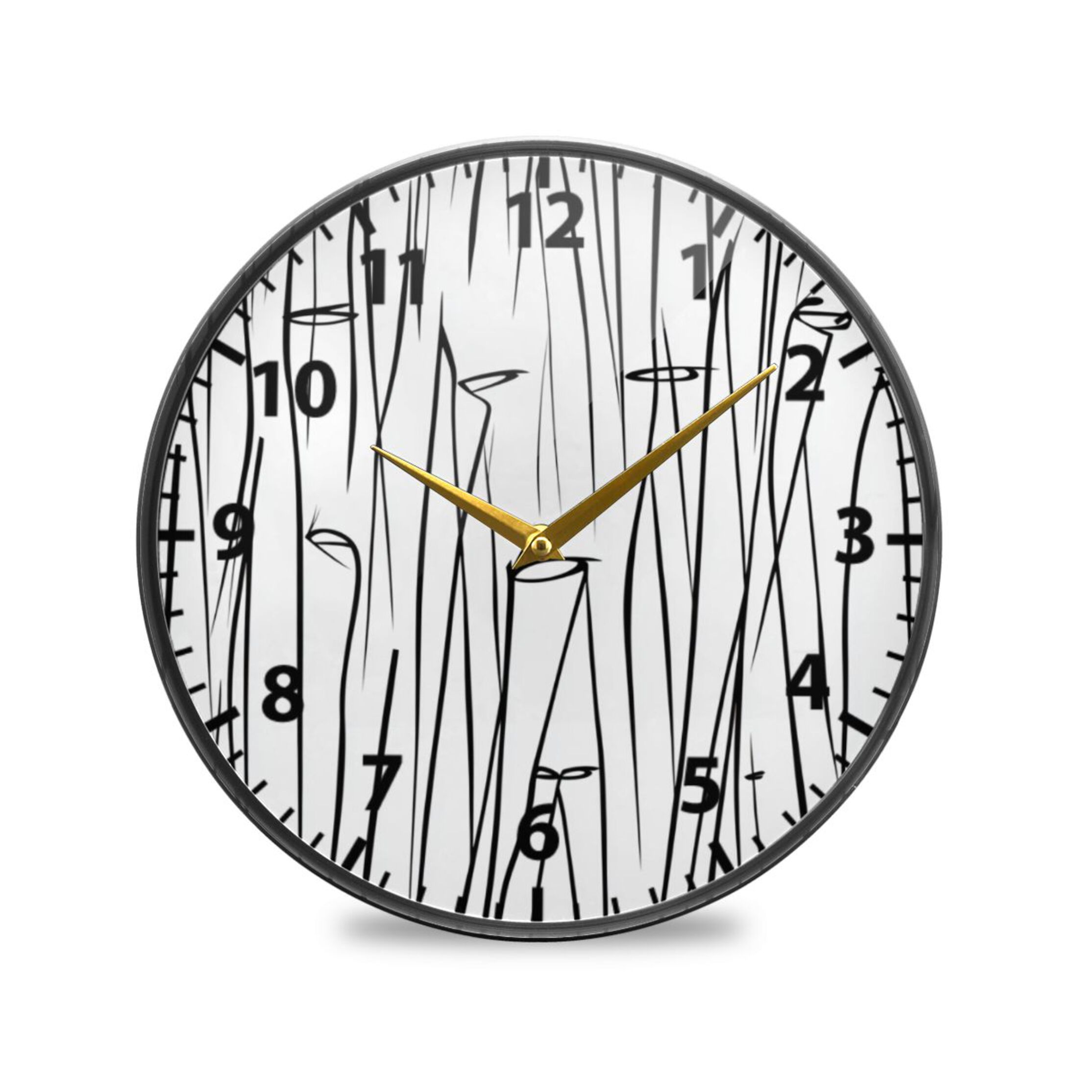 Acrylic Wall and Table Clock Sketch Line Patterns 11.9in Modern Decor ...
