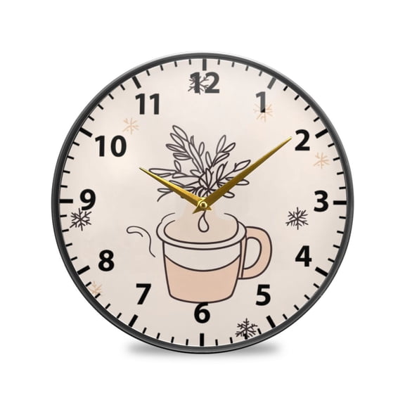 Snowflake Drink Wall Clock Modern Decor Acrylic Clock Golden Hands 11.9in