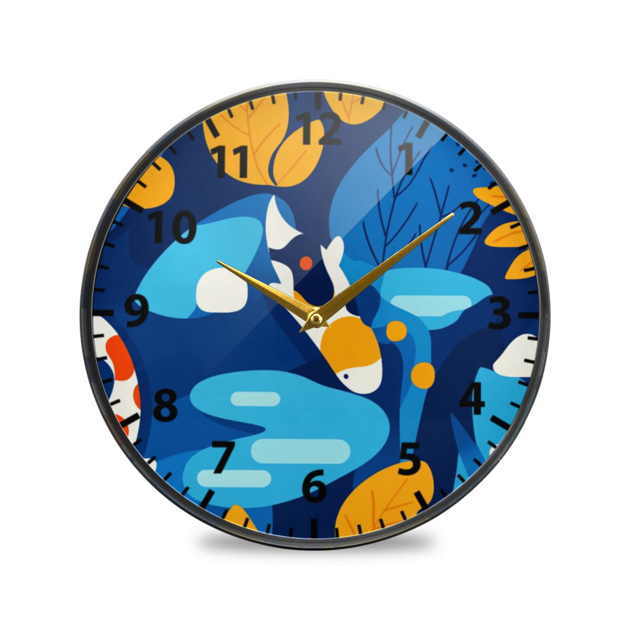 Acrylic Wall and Table Clock Stylized Fish and Leaves 9.5in Modern ...