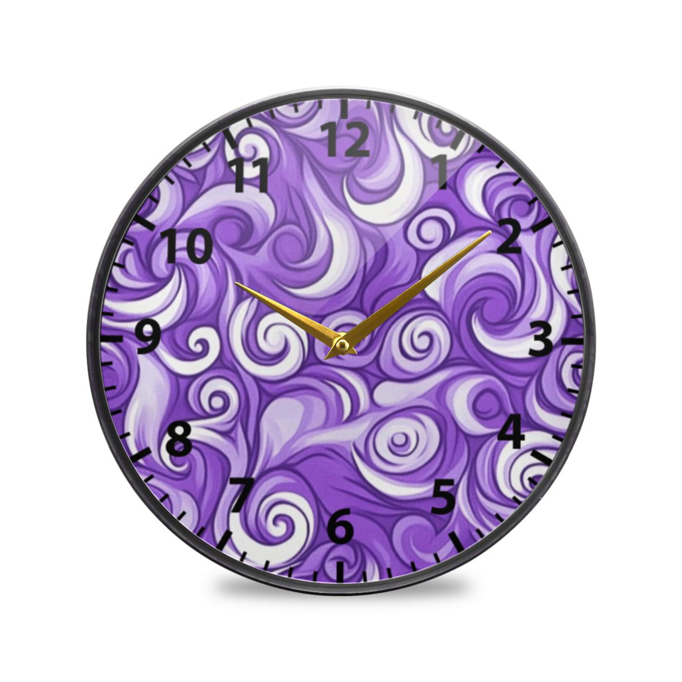 Acrylic Wall and Table Clock Swirling Purple Waves 11.9in Modern Decor ...