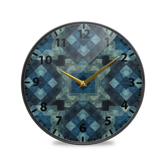 Acrylic Wall and Table Clock Symmetrical Geometric Pattern 9.5in Modern Decor with Golden Hands