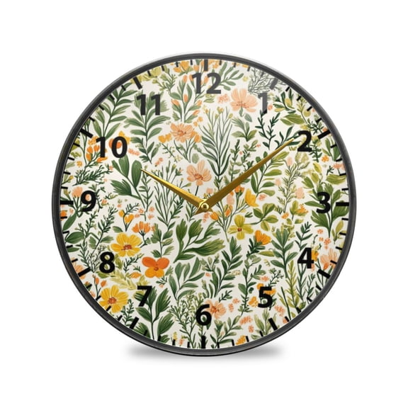 Vibrant Flower Field Wall Clock Modern Decor Acrylic Clock Golden Hands 9.5in