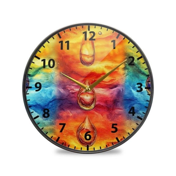 Water Droplets Pattern Wall Clock Modern Decor Acrylic Clock Golden Hands 9.5in