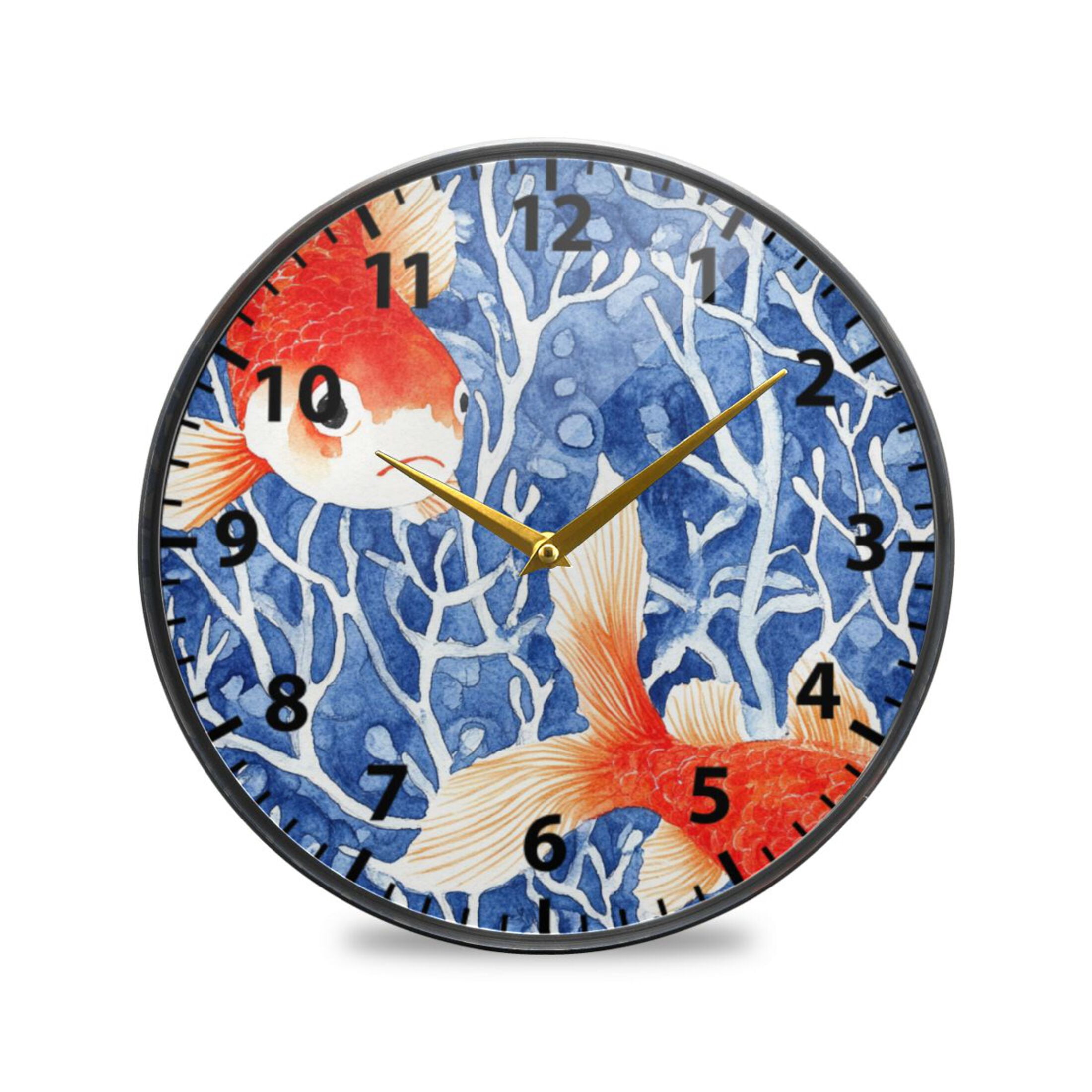 Acrylic Wall and Table Clock Watercolor Fish Design 9.5in Modern Decor ...
