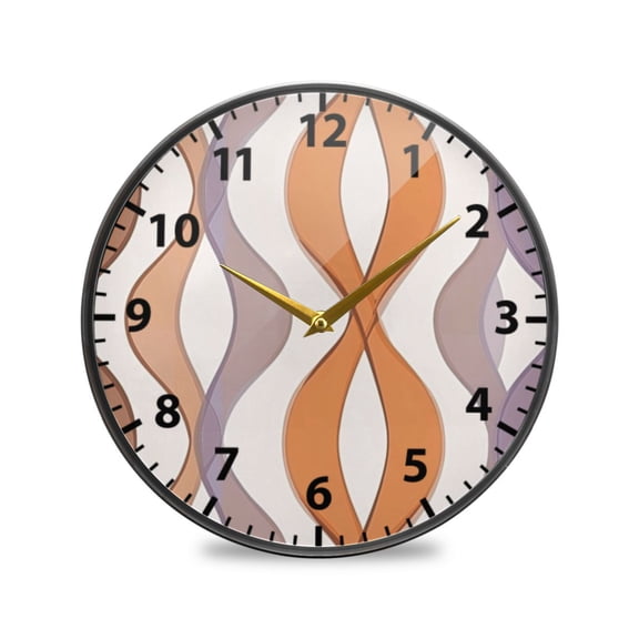 Wavy Line Pattern Wall Clock Modern Decor Acrylic Clock Golden Hands 9.5in