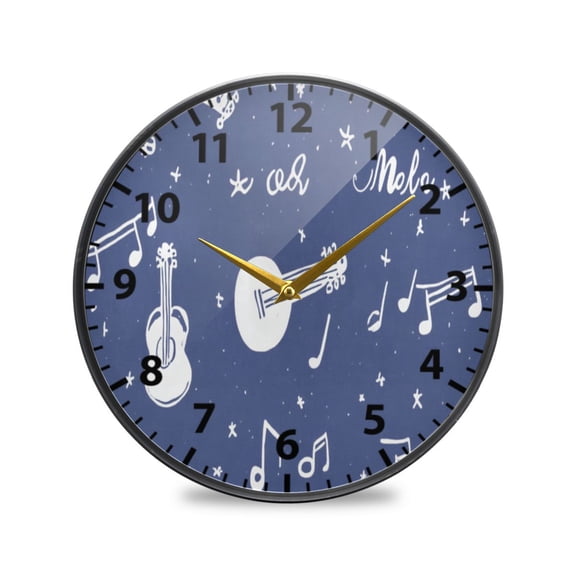 Acrylic Wall and Table Clock Whimsical Music Notes 11.9in Modern Decor with Golden Hands