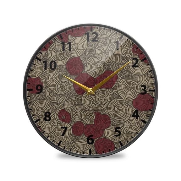 Whimsical Swirl Patterns Wall Clock Modern Decor Acrylic Clock Golden Hands 9.5in