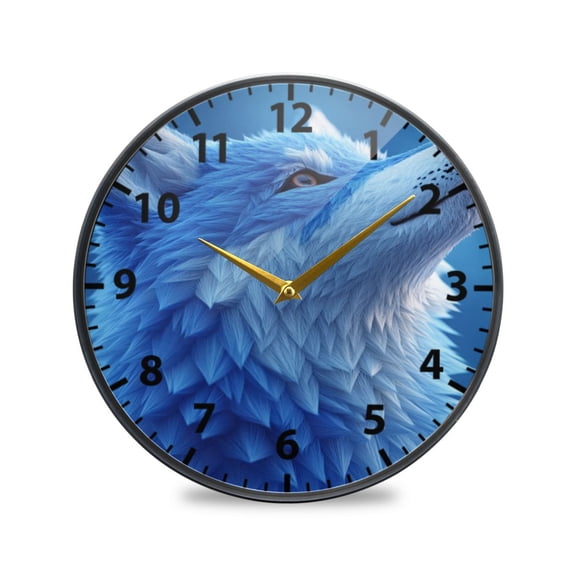 Acrylic Wall and Table Clock Wolf 11.9in Modern Decor with Golden Hands