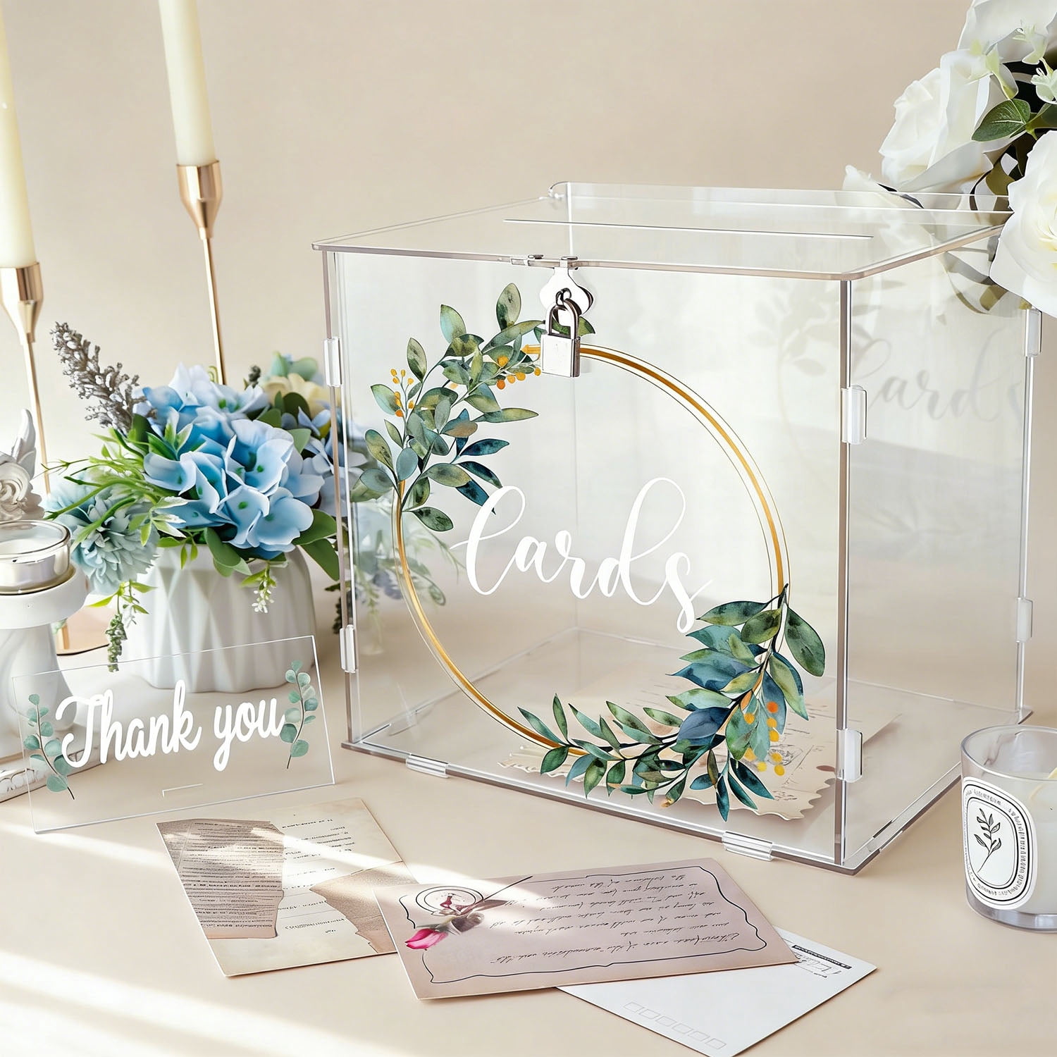 Acrylic Wedding Card Box with Lock, DIY Gift Card Box for Wedding ...