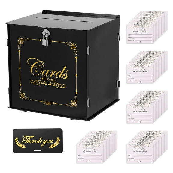 Acrylic Wedding Card Box Transparent Wedding Envelope Box Large Capacity Party Card Case Secure Locking for Party Anniversary