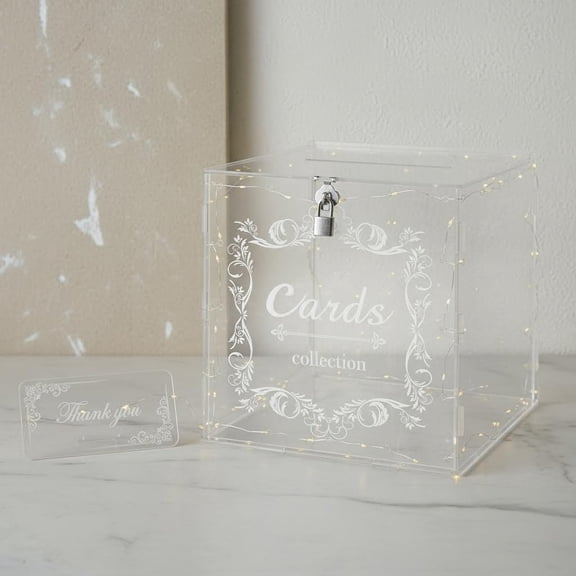 Acrylic Wedding Card Box with Lock Clear Large Letter Envelope Box for Reception Party Decorations