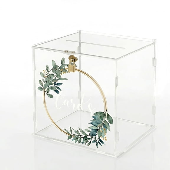 Acrylic Wedding Card Box with Slot and Lock, Transparent Gift Card Holder for Wedding Reception Money Envelopes and Wishes for Engagement Decorations