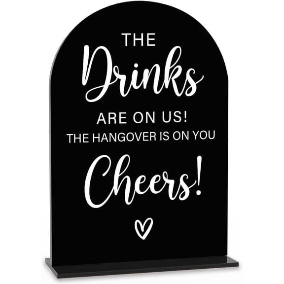 Acrylic Wedding Sign, Bridal Shower Decorations, The Drinks Sign for Ceremony, Modern Font Table Signs, Acrylic Table Top Signs for Wedding Reception and Event Party (Black)
