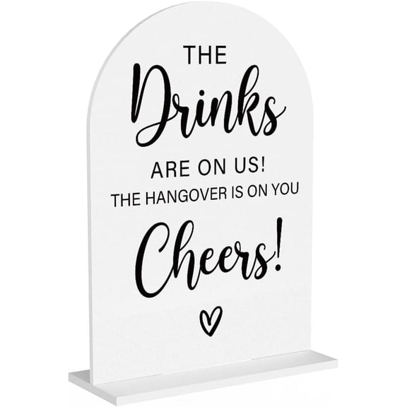 Acrylic Wedding Sign, Bridal Shower Decorations, The Drinks Sign for Ceremony, Modern Font Table Signs, Acrylic Table Top Signs for Wedding Reception and Event Party (White)