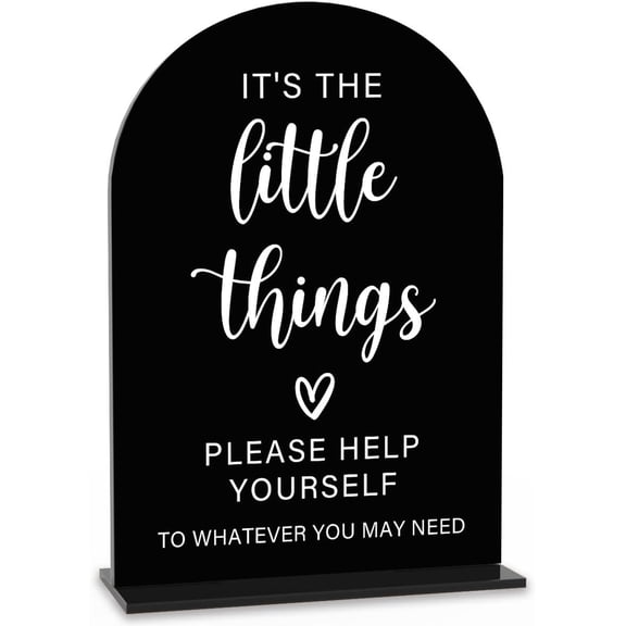 Acrylic Wedding Sign, Bridal Shower Decorations, It's the Little Things Sign for Ceremony, Modern Font Table Signs, Acrylic Table Top Signs for Wedding Reception and Event Party (Black)