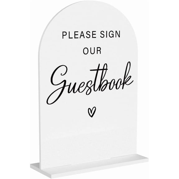Acrylic Wedding Sign Please Sign Our Guestbook Wedding Signs for Ceremony Modern Calligraphy Arch Acrylic Table Top Sign for Wedding Reception and Event Party Table(white