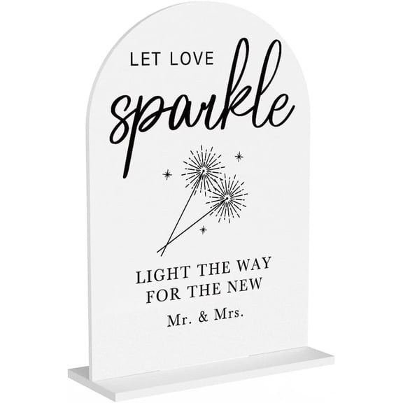 Acrylic Wedding Sign Wedding Signs for Ceremony Let Love Sparkle Sign for Wedding, Modern Calligraphy Arch Acrylic Table Top Sign for Wedding Reception and Event Party Table(white