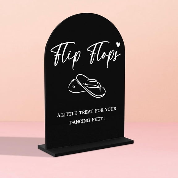 Acrylic Wedding Sign for Ceremony, Modern Calligraphy Arch Acrylic Table Top Sign for Wedding Reception and Event Party Table-Flip Flop Sign(black)