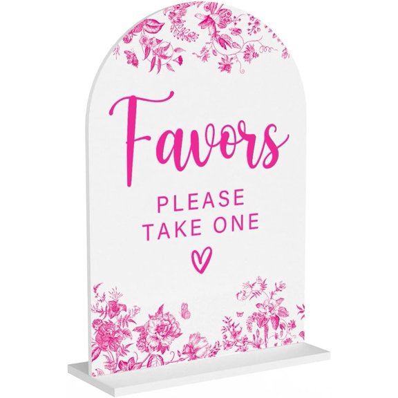 Acrylic Wedding Signs, Dusty Pink Wedding Decor, Pink Weddings Decor, Modern Calligraphy Arch Acrylic Table Top Sign for Weddings Parties Dinners - Favors Please Take One (White)