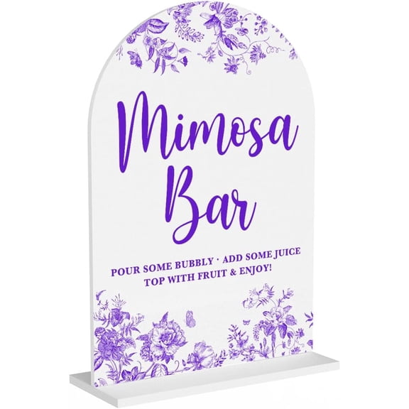 Acrylic Wedding Signs, Dusty Purple Wedding Decor, Purple Weddings Decor, Mimosa Bar Signs for Reception, Modern Calligraphy Arch Acrylic Table Top Sign for Weddings Parties Dinners (White)