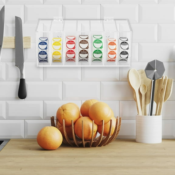 Acrylic Week Label Dispenser for Labels Stickers Tape Wall Mount Transparent 7 Slot Label Dispenser Versatile Easy To Install Sticker Roll Dispenser for Home School Office