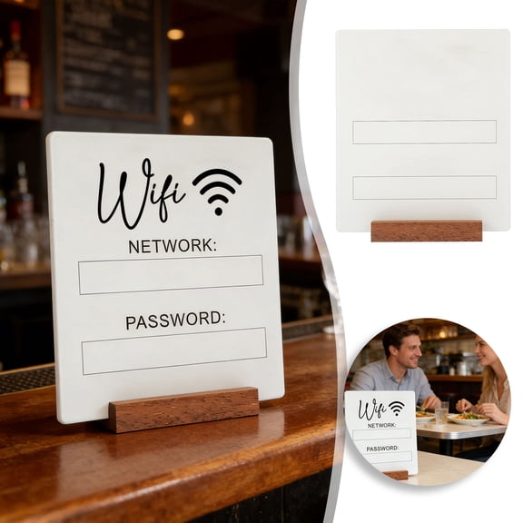Acrylic Wifi Password Sign With Base Desktop Display Board For Home Restaurant Hotel(White-19X16Cm)