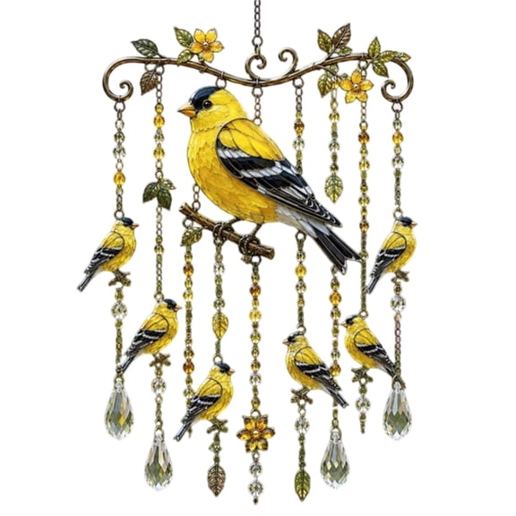 Acrylic Wind Chimes Suncatcher with Metal Chain and Plastic Crystal Beads, Sparkling Outdoor Window Hanging Decor for Garden Patio Porch Home Gift