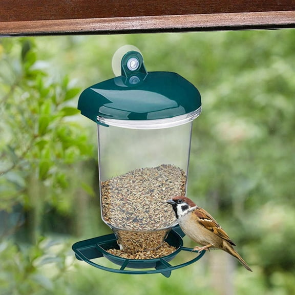 Acrylic Window Bird Feeder, Rvkxad Strong Suction Cup Clear Birdhouse, Squirrel Proof Large Tray Pet Feeder for Window Glass