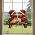 thumbnail image 1 of Acrylic Window Hanging, Festive Birds with Santa Hats in 2D Stained Glass Style, Perfect for Home Decoration, Gift for Parents, 1 of 4
