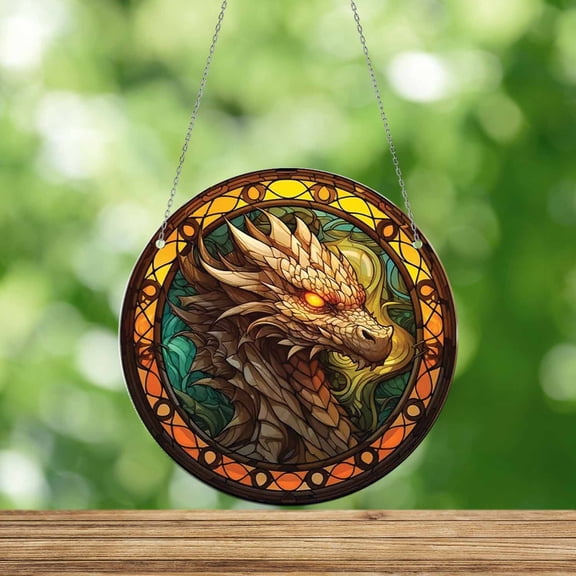 Acrylic Window Hanging, Majestic Dragon Head in 2D Stained Glass Style, Perfect Fantasy Home Decor, Gift for Dragon Lovers