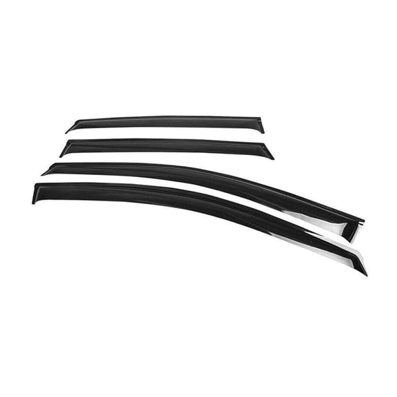 Acrylic Window Visor Vent Rain Deflector Guard - 4-Piece Set, Smoke/Tinted Slim Style, Tape-On External Installation