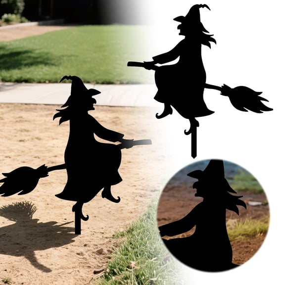 Acrylic Witch Shaped Ground Insert for Halloween Outdoor Garden Decoration Durable Weather Resistant Easy Installation