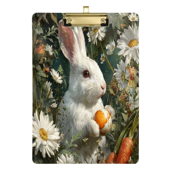 Acrylic Writing Board Gold 12.5*9 Inch Clipboards Transparent Acrylic Material Suitable For Office Classroom Teachers Fashion Bloggers Stationery Enthusiasts Cute Rabbit Easter