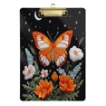 thumbnail image 1 of Acrylic Writing Board Gold 12.5*9 Inch Clipboards Transparent Acrylic Material Suitable For Office Classroom Teachers Fashion Bloggers Stationery Enthusiasts Orange Butterfly, 1 of 9