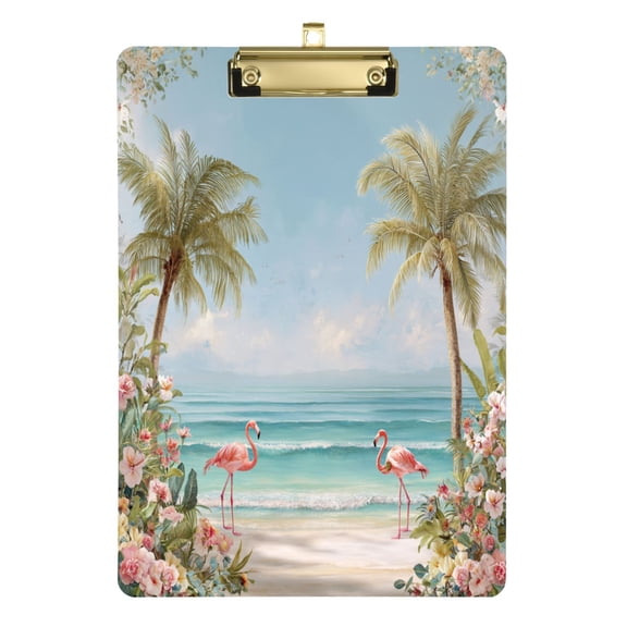 Acrylic Writing Board Gold 12.5*9 Inch Clipboards Transparent Acrylic Material Suitable For Office Classroom Teachers Fashion Bloggers Stationery Enthusiasts 3d Wall Palm Trees