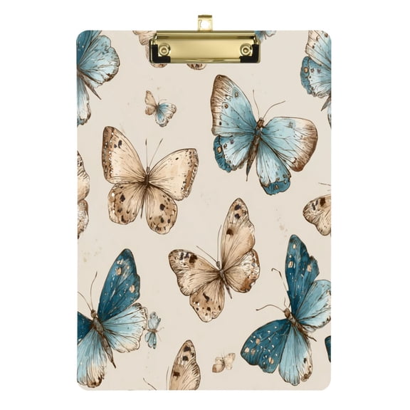 Acrylic Writing Board Gold 12.5*9 Inch Clipboards Transparent Acrylic Material Suitable For Office Classroom Teachers Fashion Bloggers Stationery Enthusiasts Gorgeous Butterfly Art Print