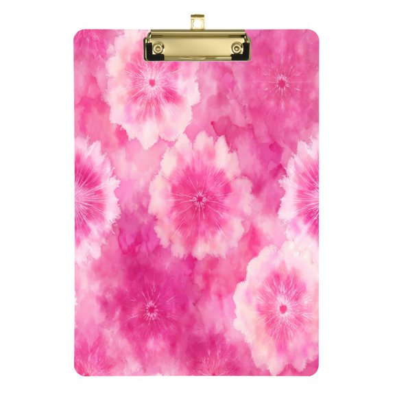 Acrylic Writing Board Gold 12.5*9 Inch Clipboards Transparent Acrylic Material Suitable For Office Classroom Teachers Fashion Bloggers Stationery Enthusiasts Pink Pattern Beautiful