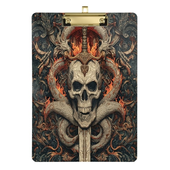 Acrylic Writing Board Gold 12.5*9 Inch Clipboards Transparent Acrylic Material Suitable For Office Classroom Teachers Fashion Bloggers Stationery Enthusiasts Skeleton Pattern