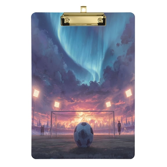 Acrylic Writing Board Gold 12.5*9 Inch Clipboards Transparent Acrylic Material Suitable For Office Classroom Teachers Fashion Bloggers Stationery Enthusiasts Soccer Ball Aurora Borealis