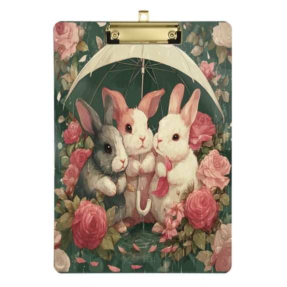 Acrylic Writing Board Gold 12.5*9 Inch Clipboards Transparent Acrylic Material Suitable For Office Classroom Teachers Fashion Bloggers Stationery Enthusiasts Little Rabbits Cute