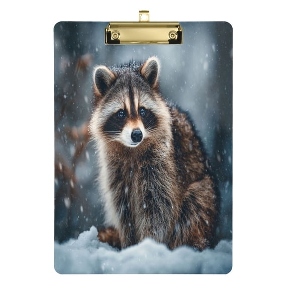 Acrylic Writing Board Gold 12.5*9 Inch Clipboards Transparent Acrylic Material Suitable For Office Classroom Teachers Fashion Bloggers Stationery Enthusiasts Raccoon Snow Scene