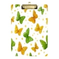 thumbnail image 1 of Acrylic Writing Board Gold 12.5*9 Inch Clipboards Transparent Acrylic Material Suitable For Office Classroom Teachers Fashion Bloggers Stationery Enthusiasts Yellow and Green Butterflies, 1 of 9