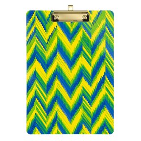 Acrylic Writing Board Gold 12.5*9 Inch Clipboards Transparent Acrylic Material Suitable For Office Classroom Teachers Fashion Bloggers Stationery Enthusiasts Vibrant Zigzag Chevron Stripes