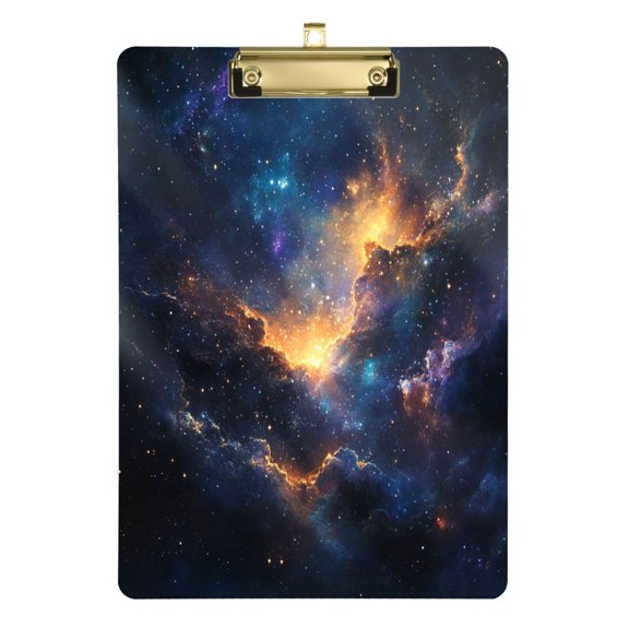 Acrylic Writing Board Gold12.5*9 Inch Clipboards Transparent Acrylic Material Suitable For Office Classroom Teachers Fashion Bloggers Stationery Enthusiasts Beautiful Galaxy