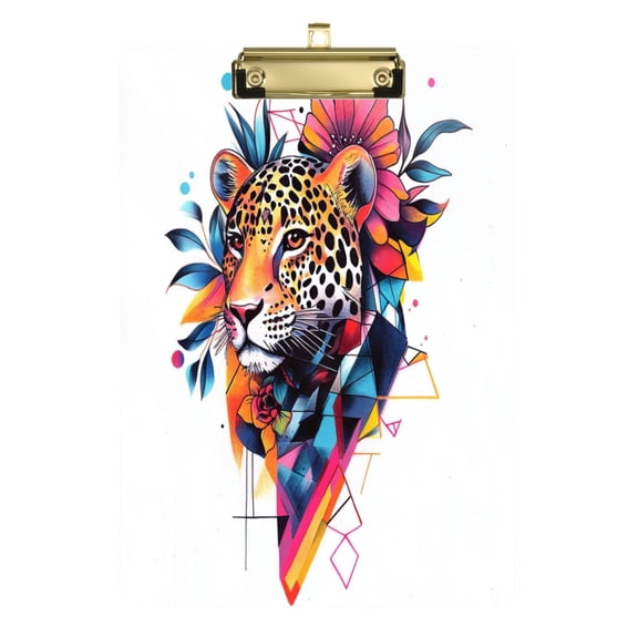 Acrylic Writing Board Gold12.5*9 Inch Clipboards Transparent Acrylic Material Suitable For Office Classroom Teachers Fashion Bloggers Stationery Enthusiasts Cool Colors Leopard