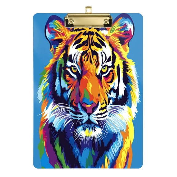 Acrylic Writing Board Gold12.5*9 Inch Clipboards Transparent Acrylic Material Suitable For Office Classroom Teachers Fashion Bloggers Stationery Enthusiasts Rainbow Tiger
