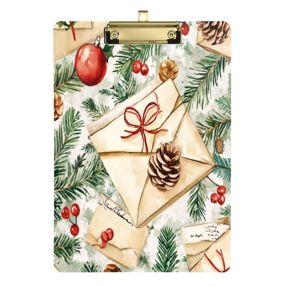 Acrylic Writing Board Gold12.5*9 Inch Clipboards Transparent Acrylic Material Suitable For Office Classroom Teachers Fashion Bloggers Stationery Enthusiasts Christmas Envelope Picture